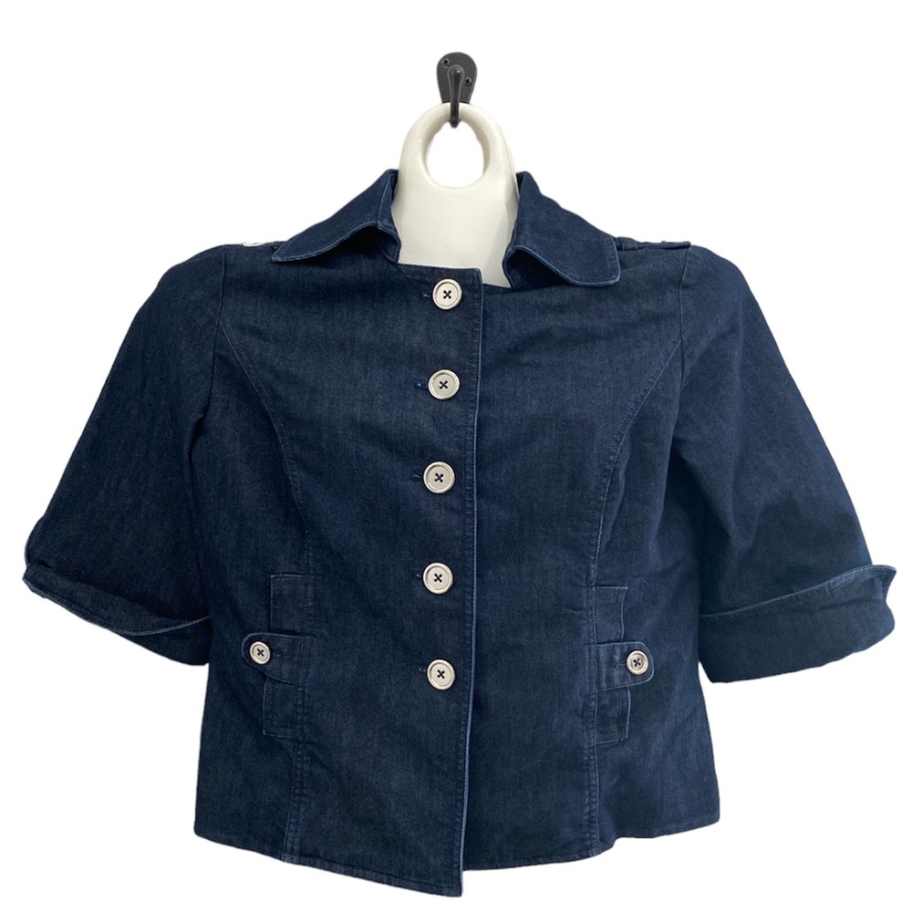 WHBM dark denim half sleeve blazer jacket